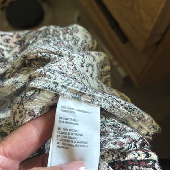 AEO Boho Deep V Neck Boho Peasant Top Blouse Womens XL Viscose Velvet seams - Picture 10 of 12